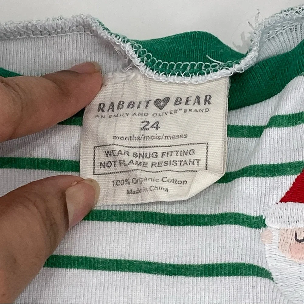 Rabbit Bear Santa striped Christmas pyjamas set 24M